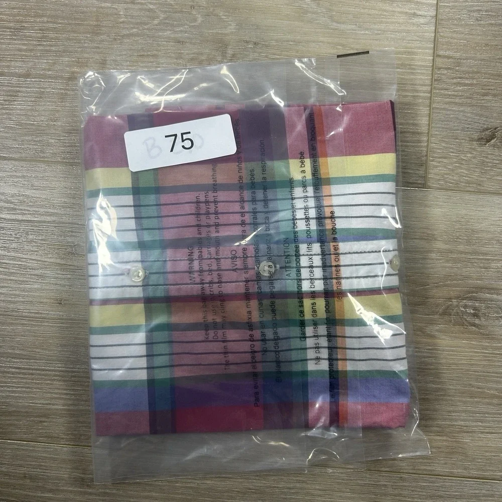 Ralph Lauren Polo Boys 7 Madras Plaid Short‎ Sleeve Button Shirt Natural Stretch